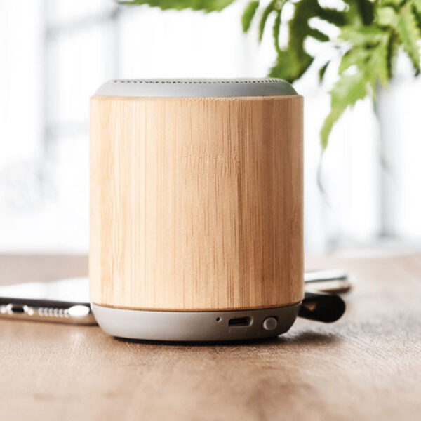 MO6428.jpg Enceinte sans fil 5.3 en bambou personnalisée – Image 1