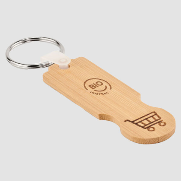 Porte-clés jeton en bambou personnalisé – Image 1