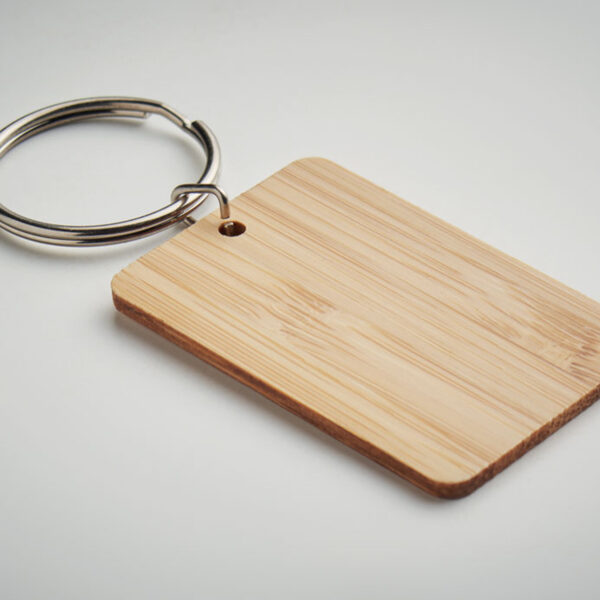 Porte-clés rectangulaire en bambou personnalisé – Image 1