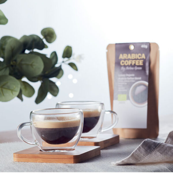 Ensemble de 2 Verres à Expresso avec Soucoupe en Bambou personnalisés – Image 1