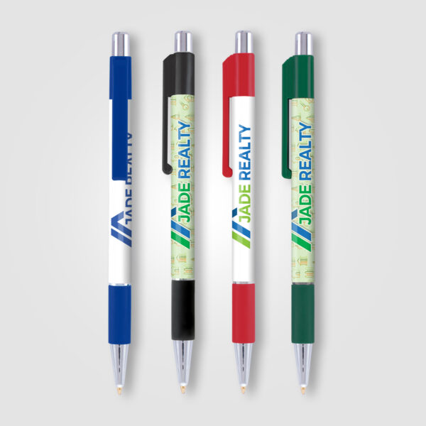 PGR.jpg Stylo Bille Astaire Chrome avec grip coloré – Image 1