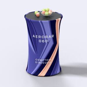 Comptoir d'accueil noir avec Housse Imprimée – Personnalisable