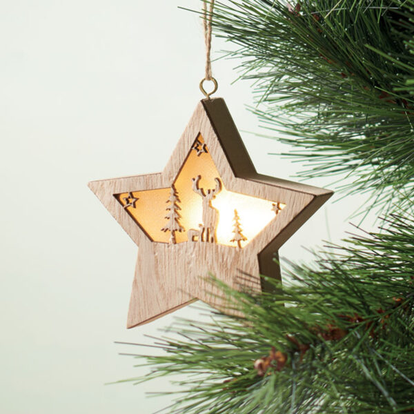 Étoile décorée en MDF avec lumière LED personnalisée – Image 1