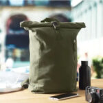 Sac à dos enroulable en coton et polyester recyclés personnalisé