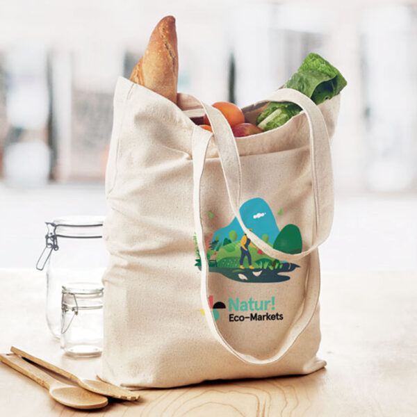Sac shopping en toile anses longues personnalisé - 270 g/m² – Image 1