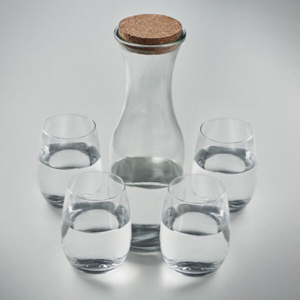 mo6656.jpg Set de boisson en verre recyclé personnalisé - carafe 1 L + 4 verres 420 ml – Image 1