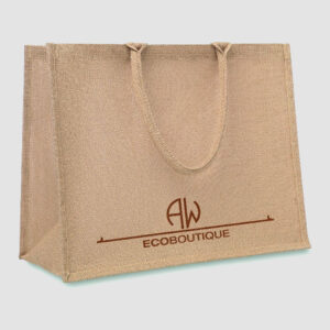 Sac shopping en jute laminé avec anses en coton renforcé personnalisé