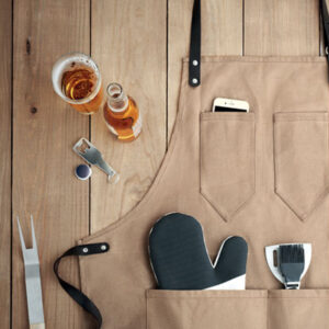Tablier en toile enduite avec attributs en cuir personnalisé