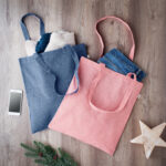 Sac shopping bicolore en coton et polyester recyclés personnalisé - 140 g/m²