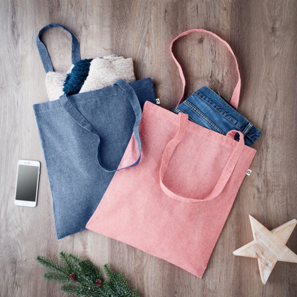 mo9424.jpg Sac shopping bicolore en coton et polyester recyclés personnalisé - 140 g/m² – Image 1