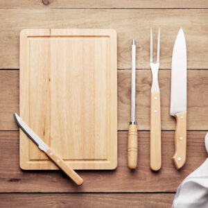 Ensemble Barbecue 4 Accessoires avec Planche en Bambou personnalisé