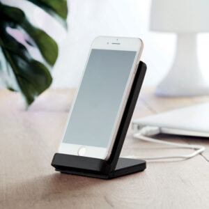 Chargeur sans fil double bobine en bambou avec support personnalisé