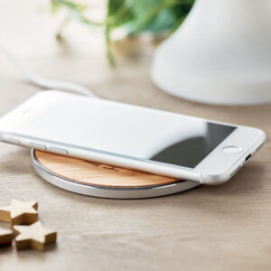 Chargeur sans fil en bambou et aluminium personnalisé