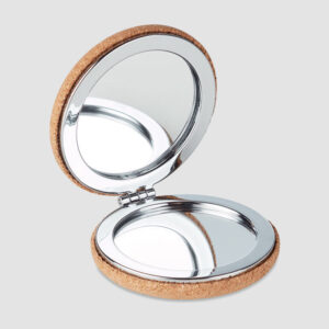 Miroir compact double face avec couverture en liège naturel personnalisé