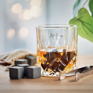 Coffret luxe de verres avec glaçons en pierre personnalisé