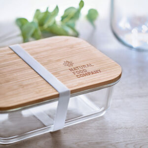 Lunchbox en verre couvercle bambou personnalisée - 800 ml