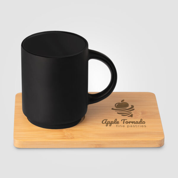 Café Duo - Ensemble tasse céramique et planche bambou personnalisé - 325 ml – Image 4