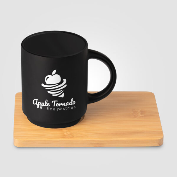 Café Duo - Ensemble tasse céramique et planche bambou personnalisé - 325 ml – Image 2