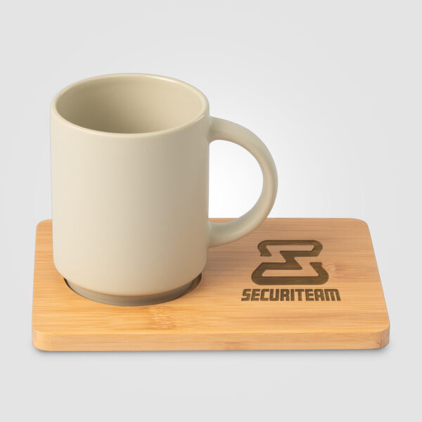 Café Duo - Ensemble tasse céramique et planche bambou personnalisé - 325 ml – Image 3