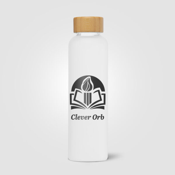 Bouteille en verre borosilicate givré avec couvercle bambou personnalisée - 590 ml – Image 4