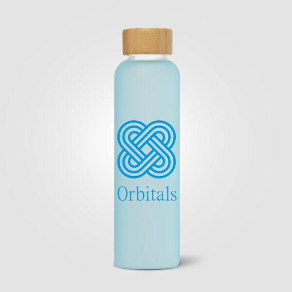 Bouteille en verre borosilicate givré avec couvercle bambou personnalisée - 590 ml – Image 3