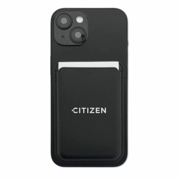 Porte-cartes magnétique en cuir PU avec support et anneau métallique – Image 4