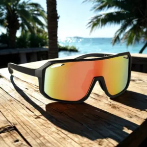 Lunettes de sport UV400 avec verres miroirs et monture colorée