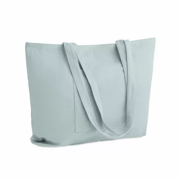 Grand sac shopping / plage en velours côtelé zippé avec poches – Image 2