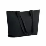 Grand sac shopping / plage en velours côtelé zippé avec poches – Image 4