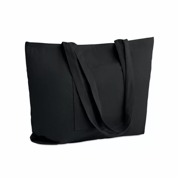 Grand sac shopping / plage en velours côtelé zippé avec poches – Image 4